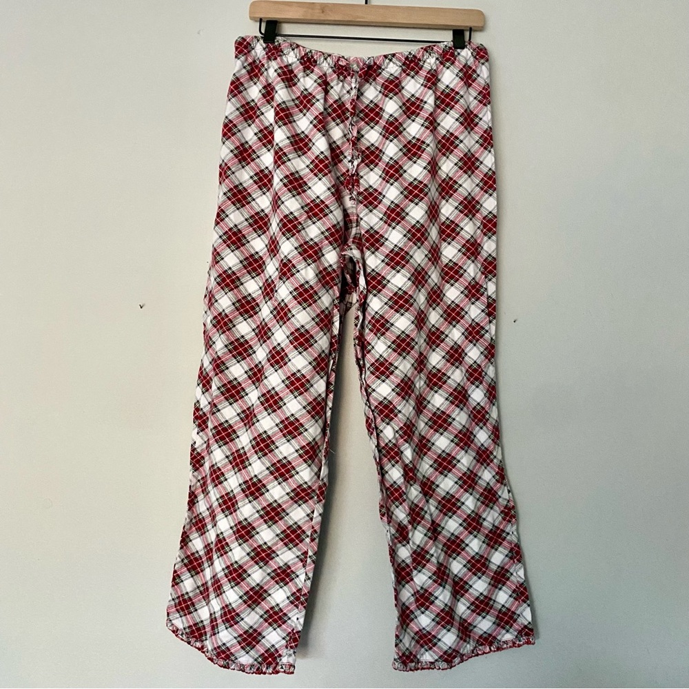 LL Bean Women Pajama Pants Medium Red‎ Plaid 100% Cotton